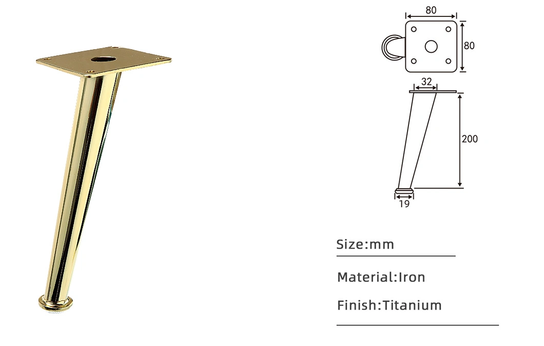 Titanium 200 mm High-Grade Sofa Bed Chair Cabinet Iron Leg