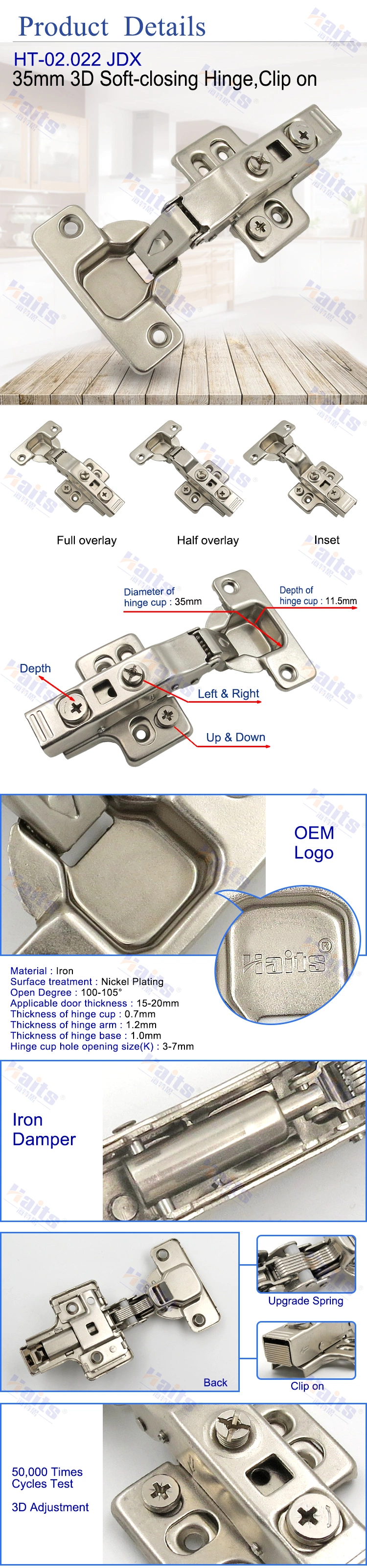 Spring Hydraulic Hinge Furniture Hardware Parts Herrajes PARA Muebles